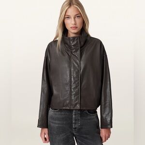 Allsaints RYDER FUNNEL NECK LEATHER JACKET NWT